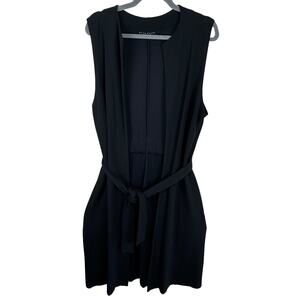 Brynn Walker Black Open Heavy Knit Duster Vest Dark Feminine‎ Chic USA Size S